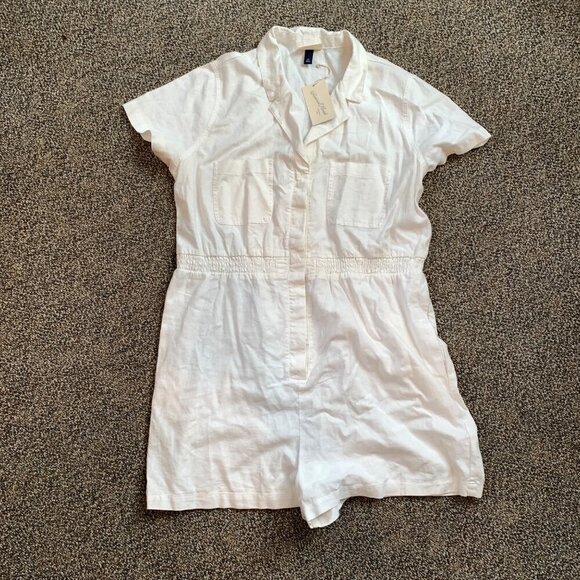 Universal Thread Short Sleeve White Linen Jumpsuit Romper XXL New - Picture 7 of 9